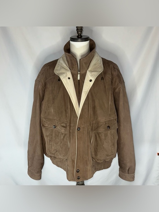 Excelled Other - Vintage Excelled Suede Leather Bomber Jacket 3XL Brown Two-Tone Oversized 90s